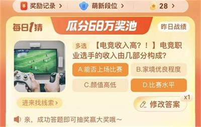 电竞职业选手的收入由几个部分构成